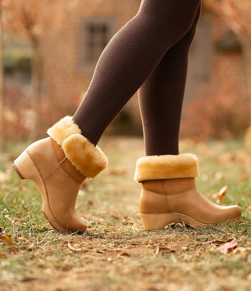Dansko Lillith Leather and Suede Shearling Shaft Booties