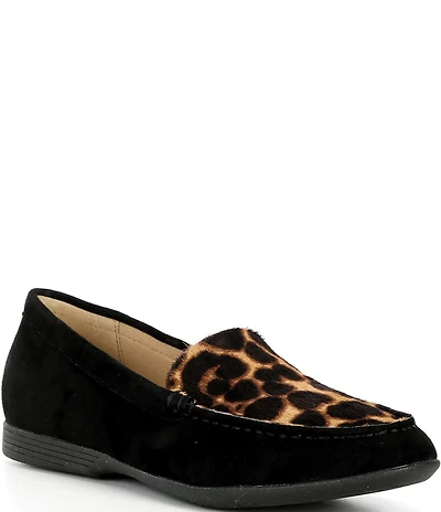 Dansko Lorri Suede Leopard Print Calf Hair Loafers