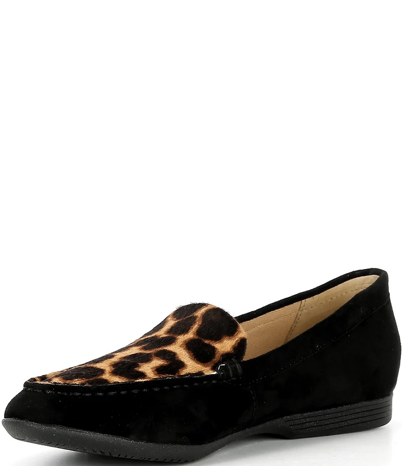 Dansko Lorri Suede Leopard Print Calf Hair Loafers