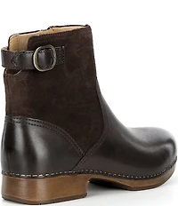 Dansko Monique Leather and Suede Buckle Hardware Booties