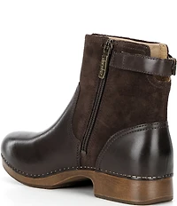 Dansko Monique Leather and Suede Buckle Hardware Booties