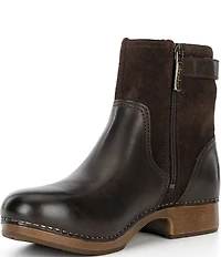 Dansko Monique Leather and Suede Buckle Hardware Booties