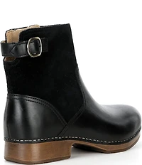 Dansko Monique Leather and Suede Buckle Hardware Booties