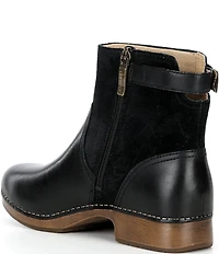 Dansko Monique Leather and Suede Buckle Hardware Booties