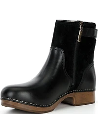 Dansko Monique Leather and Suede Buckle Hardware Booties