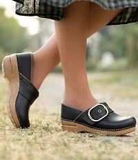 Dansko Pearson Leather Buckle Hardware Clogs