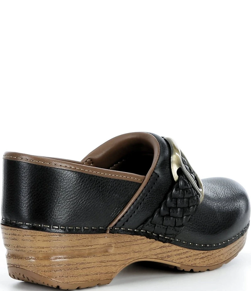 Dansko Pro Braided Leather Buckle Hardware Clogs