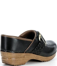 Dansko Pro Braided Leather Buckle Hardware Clogs