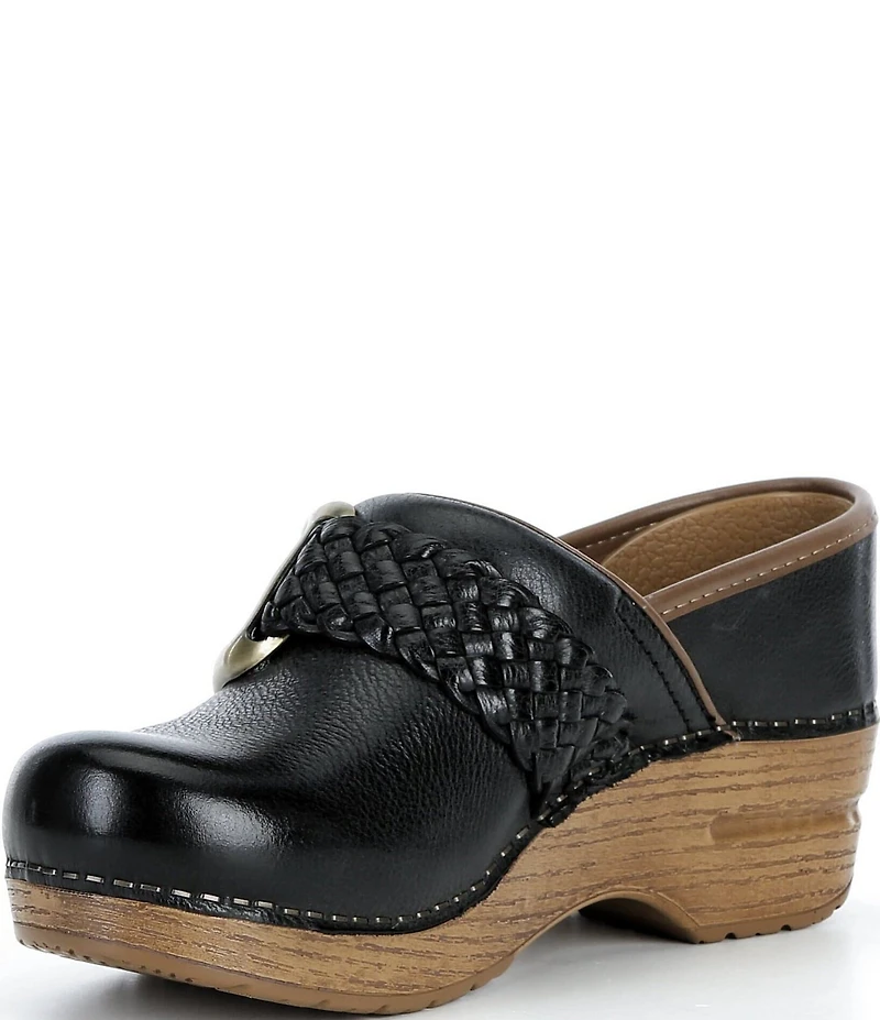 Dansko Pro Braided Leather Buckle Hardware Clogs