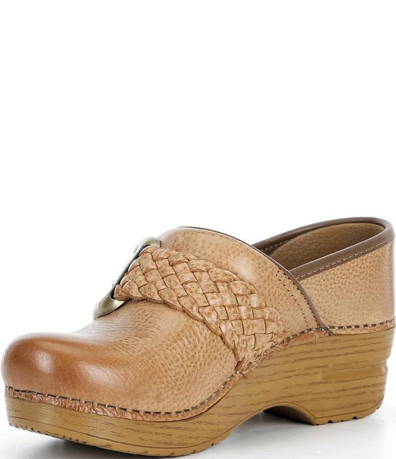 Dansko Pro Braided Leather Buckle Hardware Clogs