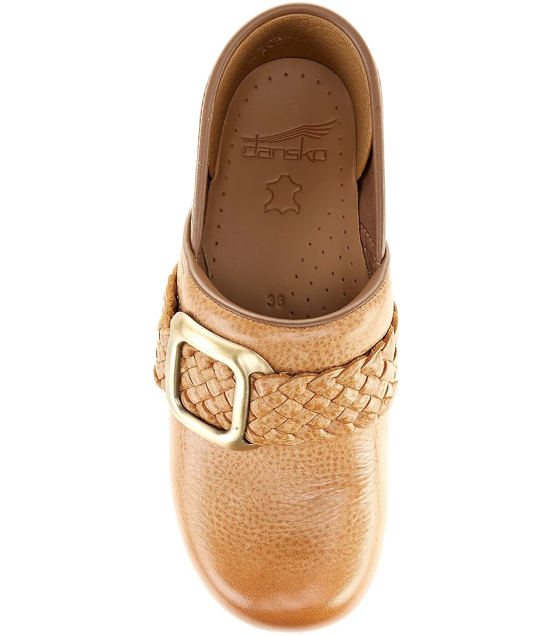 Dansko Pro Braided Leather Buckle Hardware Clogs