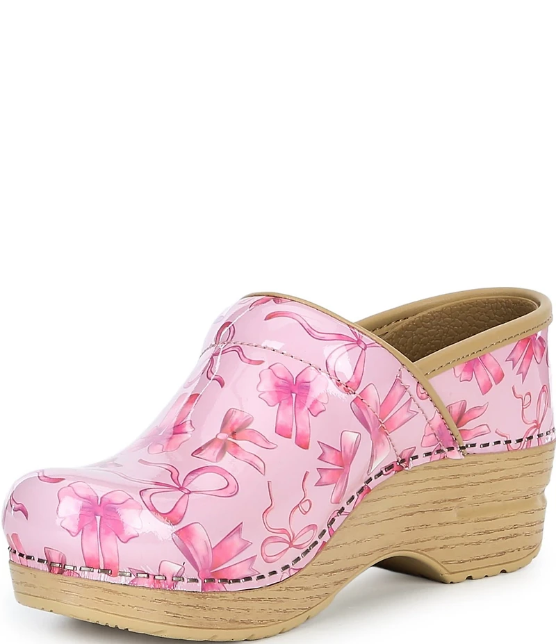 Dansko Professional Bow Printed Patent Leather Clogs