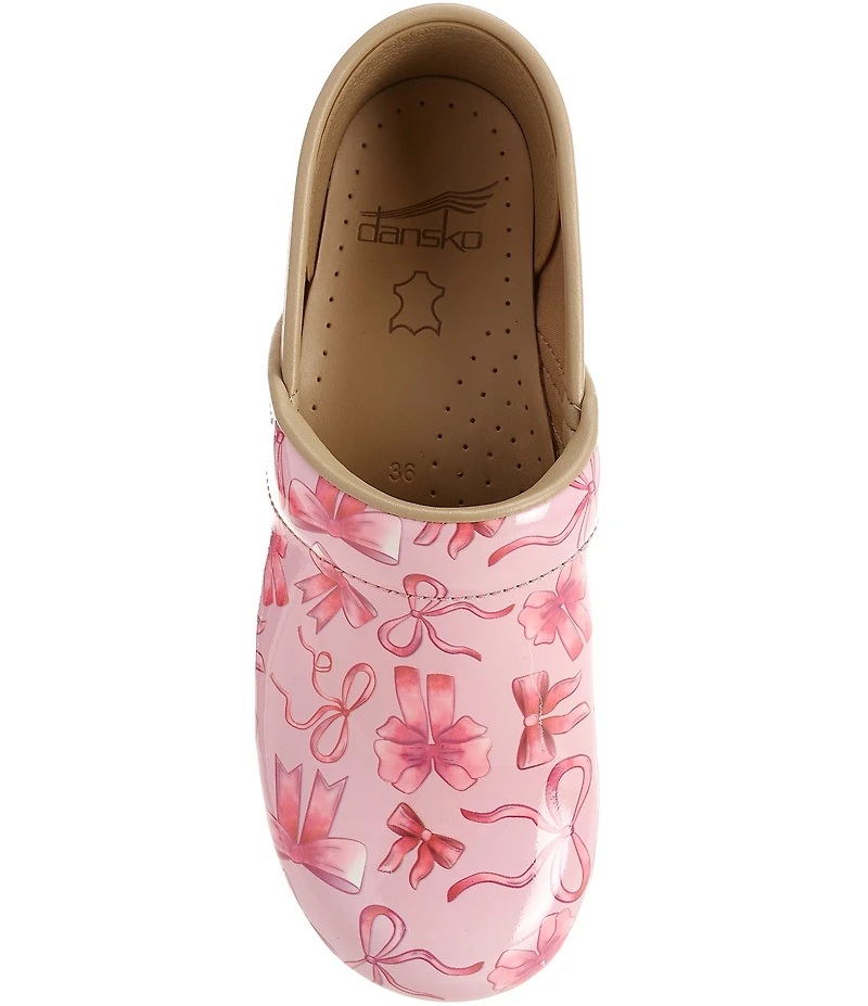 Dansko Professional Bow Printed Patent Leather Clogs