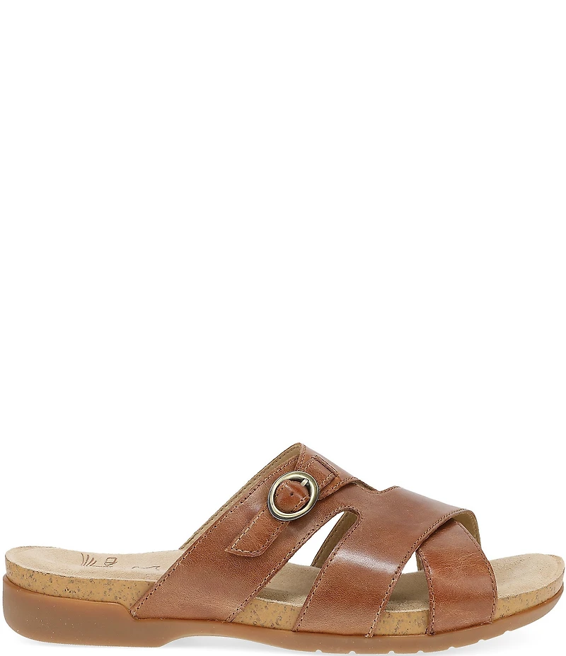 Dansko Regan Leather Cross Strap Slide Sandals