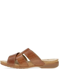 Dansko Regan Leather Cross Strap Slide Sandals