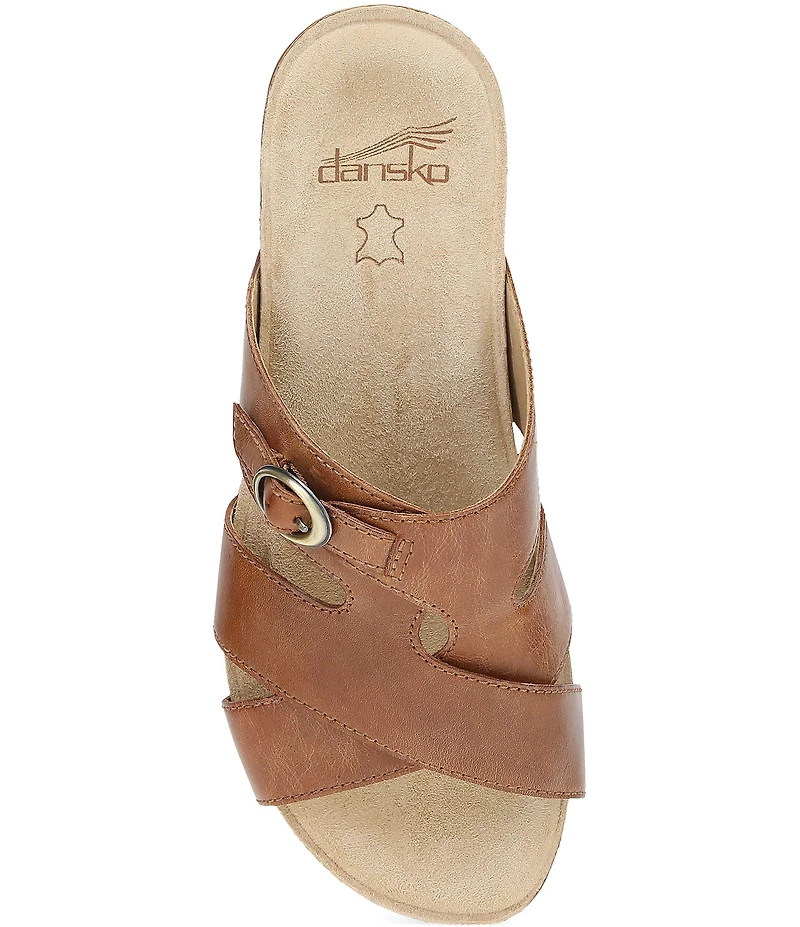 Dansko Regan Leather Cross Strap Slide Sandals