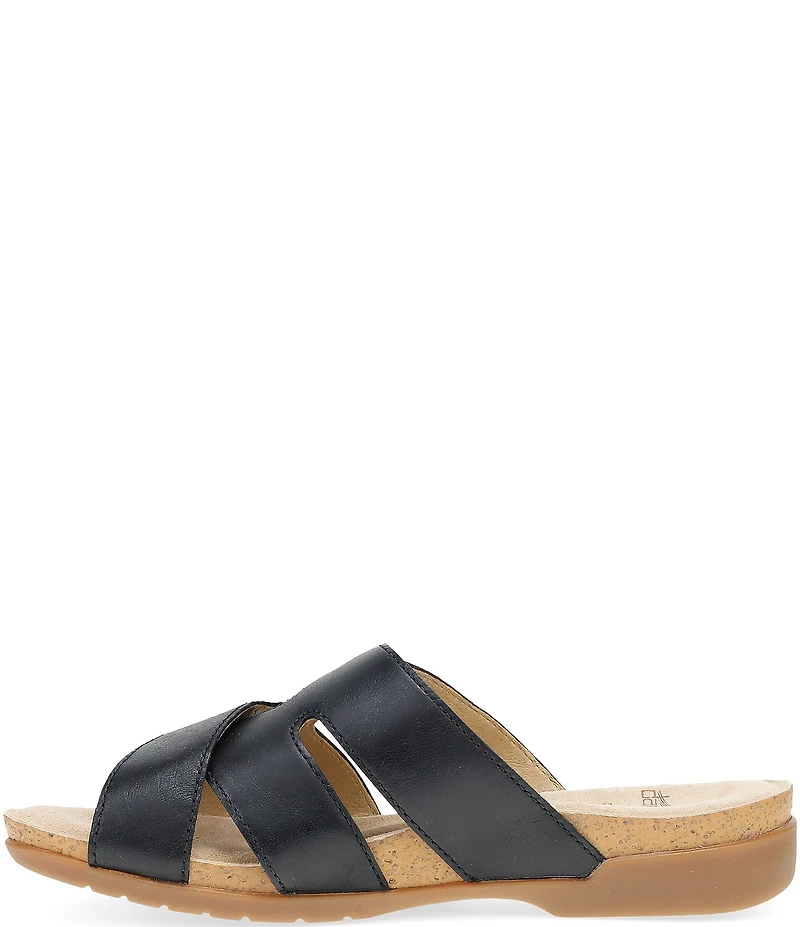 Dansko Regan Leather Cross Strap Slide Sandals