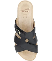 Dansko Regan Leather Cross Strap Slide Sandals
