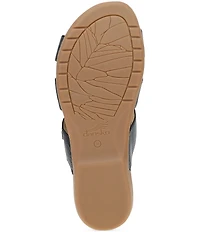 Dansko Regan Leather Cross Strap Slide Sandals