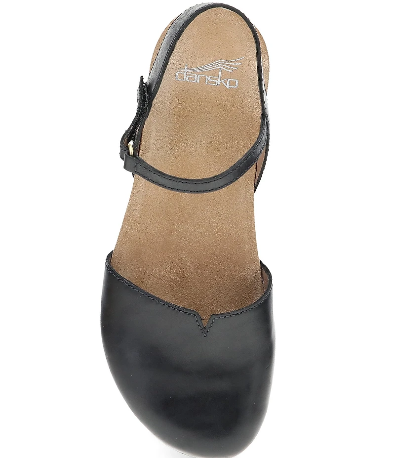 Dansko Rowan Leather Ankle Strap Mary Jane Clogs