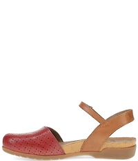 Dansko Rowan Perforated Leather Ankle Strap Mary Jane Clogs