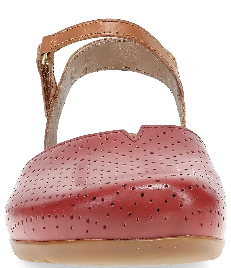 Dansko Rowan Perforated Leather Ankle Strap Mary Jane Clogs