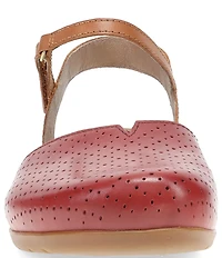 Dansko Rowan Perforated Leather Ankle Strap Mary Jane Clogs