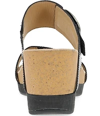 Dansko Shannon Leather Buckle Hardware Hook-and-Loop Wedge Slide Sandals