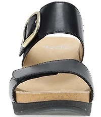 Dansko Shannon Leather Buckle Hardware Hook-and-Loop Wedge Slide Sandals