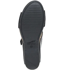 Dansko Shannon Leather Buckle Hardware Hook-and-Loop Wedge Slide Sandals