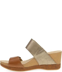 Dansko Shannon Leather Buckle Hardware Hook-and-Loop Wedge Slide Sandals