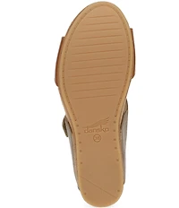Dansko Shannon Leather Buckle Hardware Hook-and-Loop Wedge Slide Sandals
