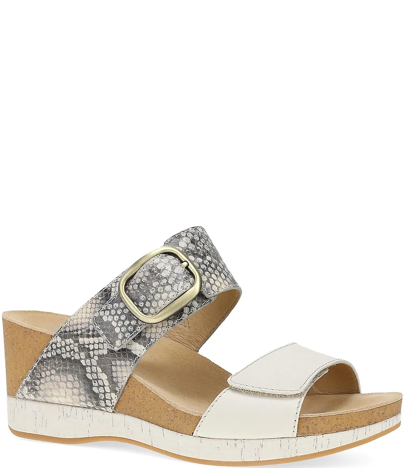 Dansko Shannon Leather Snake Print Slide Sandals