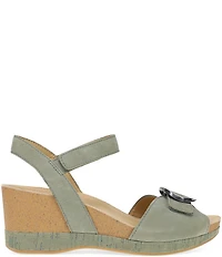 Dansko Stella Nubuck Suede Buckle Hardware Wedge Sandals