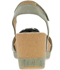 Dansko Stella Nubuck Suede Buckle Hardware Wedge Sandals