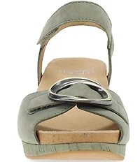 Dansko Stella Nubuck Suede Buckle Hardware Wedge Sandals