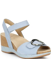 Dansko Stella Nubuck Suede Buckle Hardware Wedge Sandals