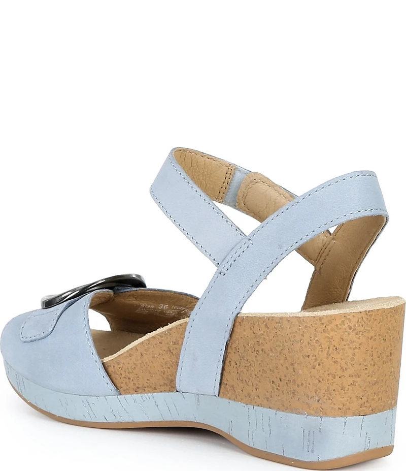 Dansko Stella Nubuck Suede Buckle Hardware Wedge Sandals