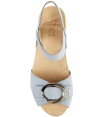 Dansko Stella Nubuck Suede Buckle Hardware Wedge Sandals