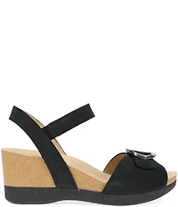 Dansko Stella Nubuck Suede Buckle Hardware Wedge Sandals