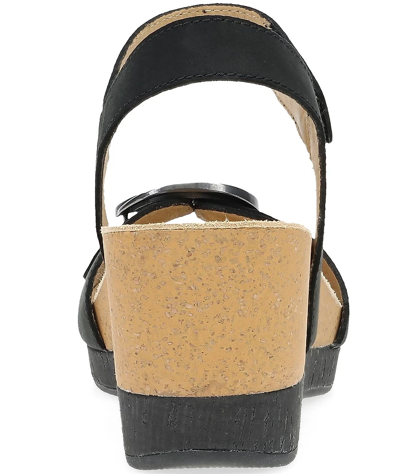 Dansko Stella Nubuck Suede Buckle Hardware Wedge Sandals