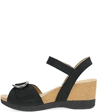 Dansko Stella Nubuck Suede Buckle Hardware Wedge Sandals