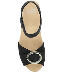 Dansko Stella Nubuck Suede Buckle Hardware Wedge Sandals