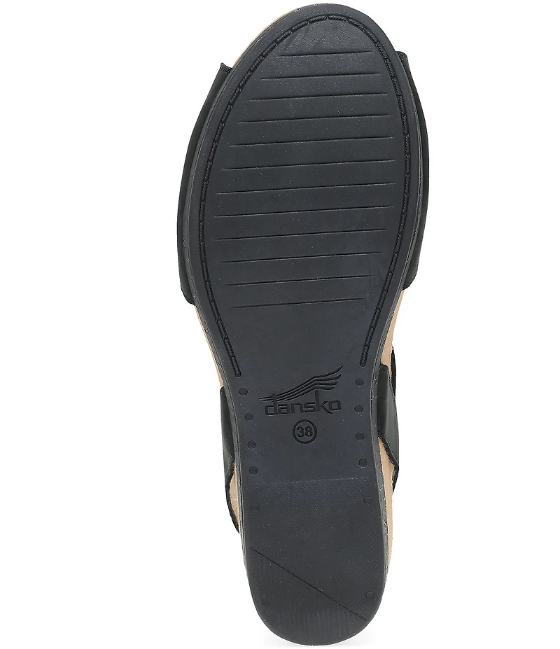 Dansko Stella Nubuck Suede Buckle Hardware Wedge Sandals