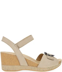 Dansko Stella Nubuck Suede Buckle Hardware Wedge Sandals