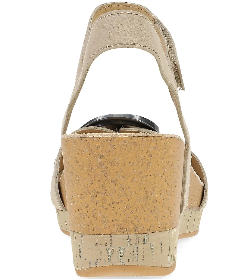 Dansko Stella Nubuck Suede Buckle Hardware Wedge Sandals
