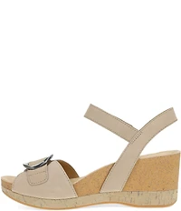 Dansko Stella Nubuck Suede Buckle Hardware Wedge Sandals