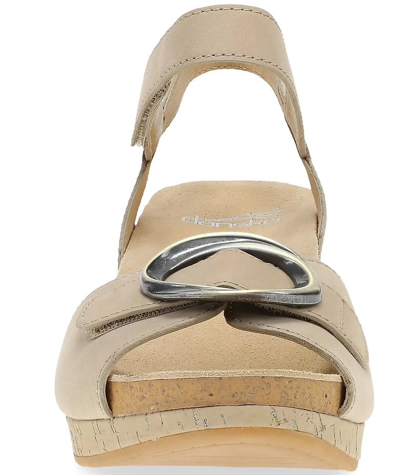 Dansko Stella Nubuck Suede Buckle Hardware Wedge Sandals