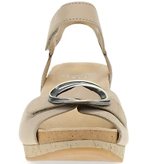 Dansko Stella Nubuck Suede Buckle Hardware Wedge Sandals