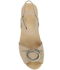 Dansko Stella Nubuck Suede Buckle Hardware Wedge Sandals
